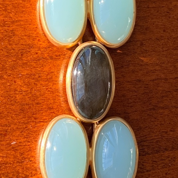 JULIE VOS BRACELET & EARRINGS SET (Aqua Blue Chalcedony & Labradorite)  *RETIRED - Picture 1 of 14